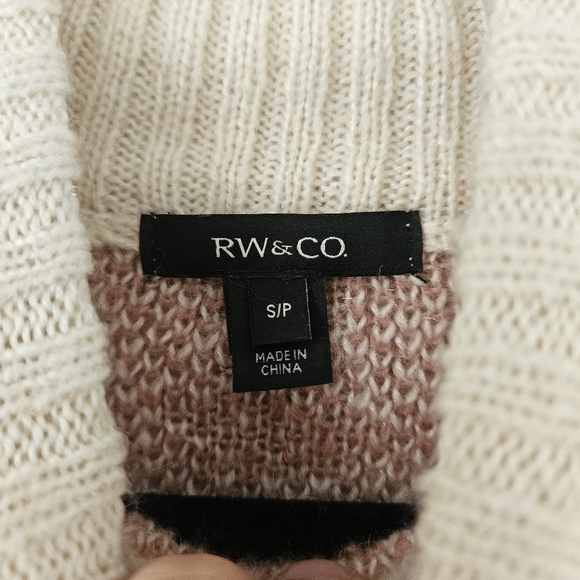 RW&CO. Pink and Cream Cowl Neck Sweater - Picture 4 of 5
